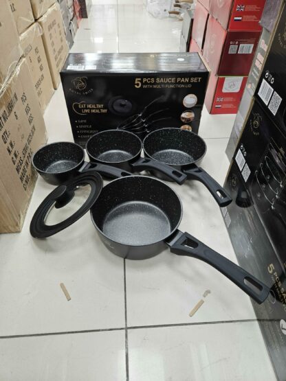 Casserolle 4pcs + 1 couvercle adaptatif - Noir